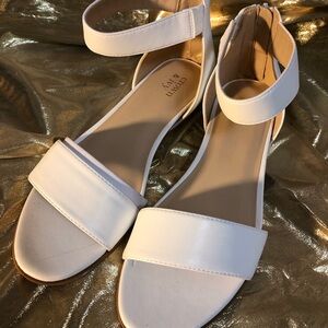 crown & ivy White Ankle-Strap Flat Sandals